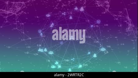 Abbildung des Netzwerks von Verbindungen über Symbole Stockfoto