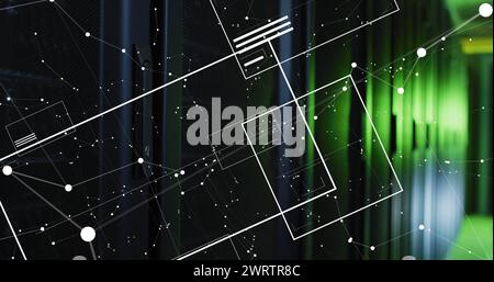 Bild der Datenverarbeitung über dem Serverraum Stockfoto