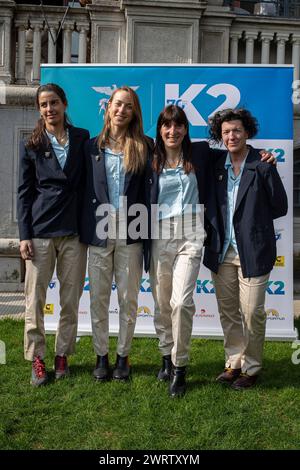 Mailand, Italien. März 2024. Nella foto il Team Italiano da sinistra Silvia Loreggian, Federica Mingolla, Anna Torretta, Cristina PioliniMilano, Italia - Cronaca Gioved&#xec;, 14. März 2024. (Foto di Marco Ottico/Lapresse) Präsentation des K2-70-Projekts Mailand, Italien - Nachrichten Donnerstag, 14. März 2024. (Foto: Marco Ottico/Lapresse) Credit: LaPresse/Alamy Live News Stockfoto