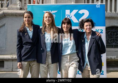 Mailand, Italien. März 2024. Nella foto il Team Italiano da sinistra Silvia Loreggian, Federica Mingolla, Anna Torretta, Cristina PioliniMilano, Italia - Cronaca Gioved&#xec;, 14. März 2024. (Foto di Marco Ottico/Lapresse) Präsentation des K2-70-Projekts Mailand, Italien - Nachrichten Donnerstag, 14. März 2024. (Foto: Marco Ottico/Lapresse) Credit: LaPresse/Alamy Live News Stockfoto