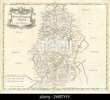 NOTTINGHAMSHIRE von Camden Britannia von ROBERT MORDEN 1722 alte antike Karte Stockfoto