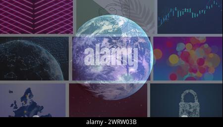 Bild von digitalen Bildschirmen auf der ganzen Welt Stockfoto