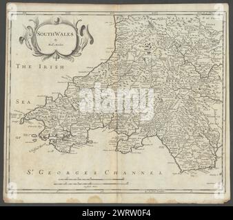 SOUTH WALES von ROBERT MORDEN von Camden Britannia 1722 alte antike Karte Stockfoto