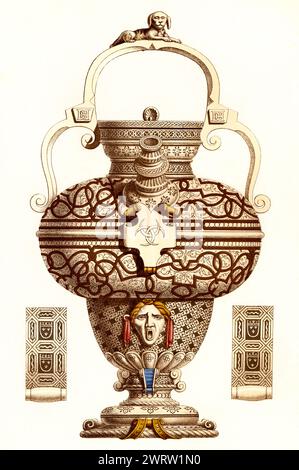 Fayence Flasche Heinrich II., 16. Jahrhundert, Saint-Porchaire Geschirr Stockfoto