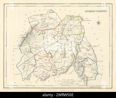 QUEENS COUNTY (LAOIS) antike Karte für LEWIS. CREIGHTON & DOWER. Irland 1850 Stockfoto