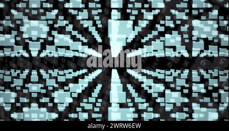 Abbildung des Netzwerks von Verbindungen mit Symbolen auf dunklem Hintergrund Stockfoto