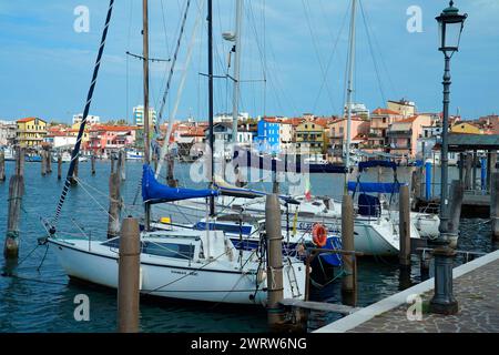 Blick von der Brücke nach Sottomarina, Chioggia, Italien Stockfoto