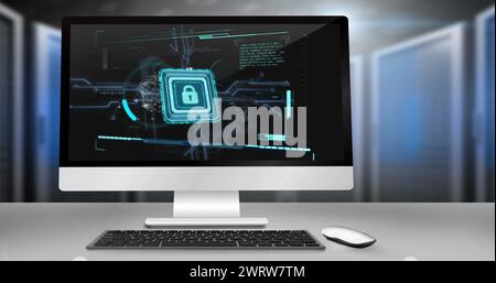 Bild der Datenverarbeitung über Computer Stockfoto
