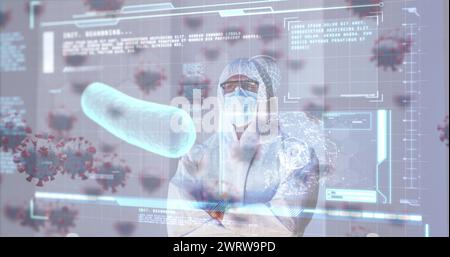 Die COVID-19-Forschungstechnologie integriert sich zur Datenanalyse in Blutgefäße. Stockfoto