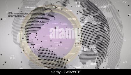 Bild von Globus und Datenverarbeitung über ein Netzwerk von Verbindungen Stockfoto