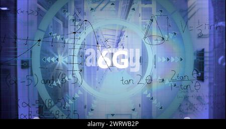 Bild der Datenverarbeitung und 6g Text über Serverraum Stockfoto