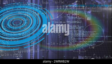 Bild der Datenverarbeitung über dem Serverraum Stockfoto