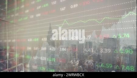 Bild von Finanzgraphen und Daten über das Stadtbild Stockfoto