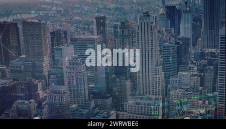 Bild von Finanzgraphen und Daten über das Stadtbild Stockfoto