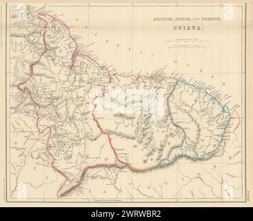 Britisch, Niederländisch Und Französisch-Guayana. Suriname Guyana. LOWRY 1860 alte antike Karte Stockfoto