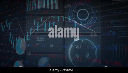 Bild der Verarbeitung von Finanzdaten im Vergleich zu Statistiken Stockfoto