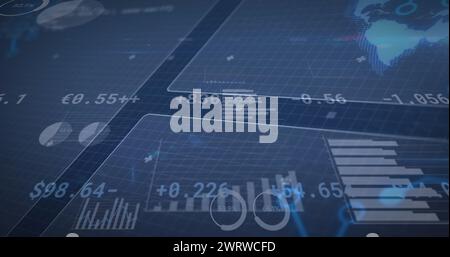 Bild der Verarbeitung von Finanzdaten im Vergleich zu Statistiken Stockfoto