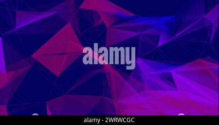 Digitales Bild von mehrfarbigen Plexusnetzwerken, die sich vor blauem Hintergrund bewegen Stockfoto