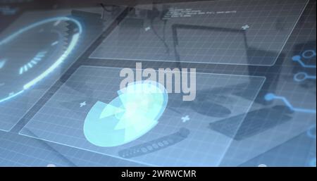 Bild des Oszilloskops, Datenverarbeitung über Computer Stockfoto