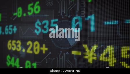 Bild der Verarbeitung von Finanzdaten im Vergleich zu Statistiken Stockfoto