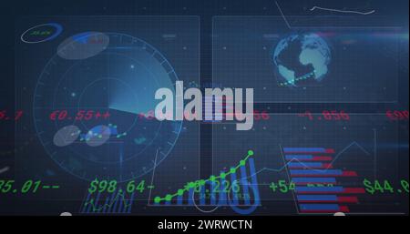Bild der Verarbeitung von Finanzdaten im Vergleich zu Statistiken Stockfoto