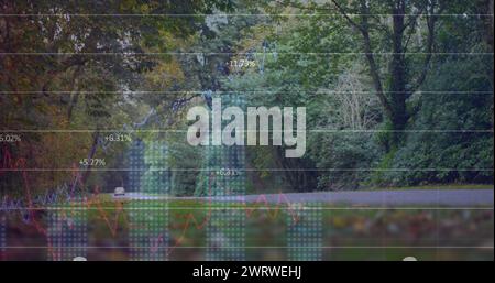 Bild der Verarbeitung von Finanzdaten über Park Stockfoto