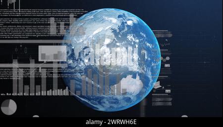 Bild von Statistiken und der Verarbeitung von Finanzdaten auf der ganzen Welt Stockfoto