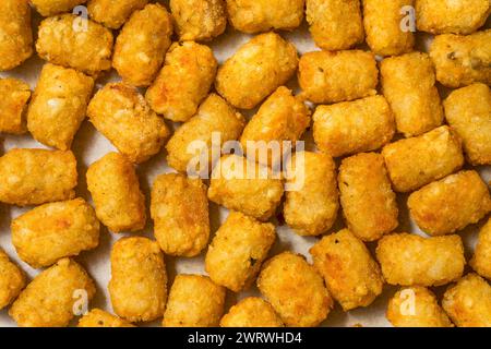 Hausgemachte gebackene gebratene Tater Tot Potatoes mit Ketchup Stockfoto