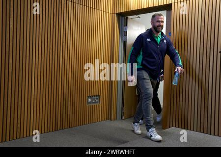 Andy Farrell, Cheftrainer von Irland, vor einer Pressekonferenz im Aviva Stadium in Dublin. Bilddatum: Donnerstag, 14. März 2024. Stockfoto