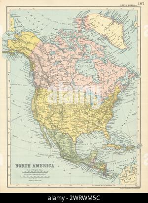 NORDAMERIKA Kanada USA Mexiko Mittelamerika Westindien von GW BACON 1898 Karte Stockfoto