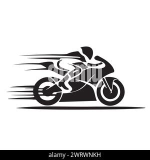 Schwarz-weiße Zeichnung eines Bikers auf einem Motorrad Stock Vektor