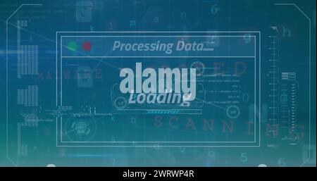 Bild der Datenverarbeitung über Globus-Symbolen Stockfoto