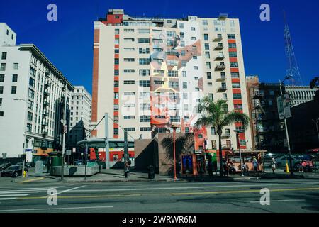 Los Angeles, Kalifornien, USA - 2. märz 2024 Straße in der Innenstadt. Hochwertige Fotos Stockfoto