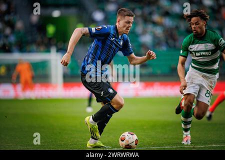 Emil Holm während des Spiels der UEFA Europa League zwischen Sporting CP e Atalanta BC im Estadio Jose Alvalade, Lissabon, Portugal. (Maciej Rogowski) Stockfoto