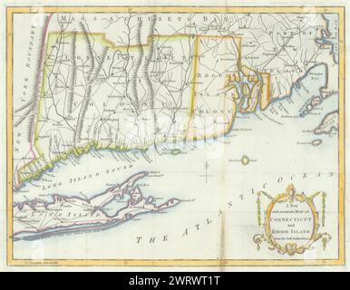 Eine neue und genaue Karte von Connecticut und Rhode Island… Universal Magazine 1780 Stockfoto