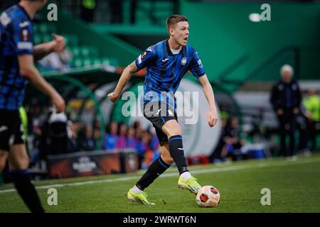 Emil Holm während des Spiels der UEFA Europa League zwischen Sporting CP e Atalanta BC im Estadio Jose Alvalade, Lissabon, Portugal. (Maciej Rogowski) Stockfoto