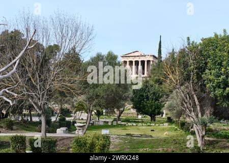Athen, Griechenland - 03. März 2024: Tempel des Hephaistos im antiken Agora Stockfoto