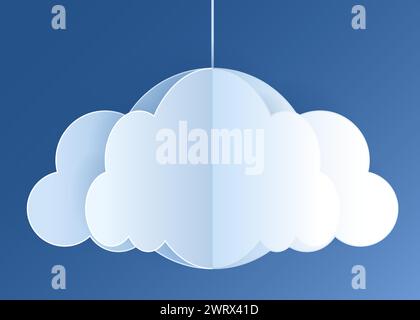 Papier geschnittene Wolken auf blauem Himmel Hintergrund. Stock Vektor