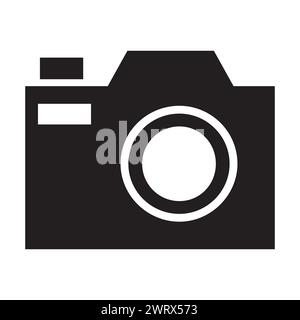 Das Symbol für das Kamerastativ steht auf einer speziellen Vorderansicht, alt und neu, schwarz weiß. Video-Vektor-Illustration, Cinema Camera-Symbol. Stock Vektor