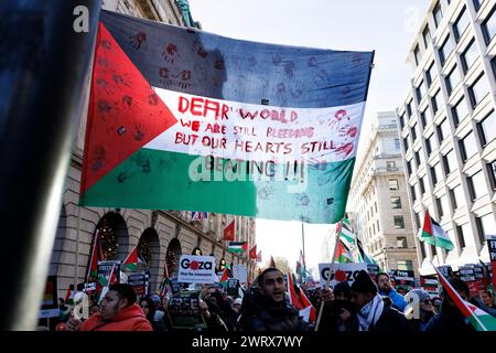 November 2023. Picadilly, London, Großbritannien. Nationalmarsch für Palästina. Großer marsch, der einen Waffenstillstand in Gaza fordert. Stockfoto