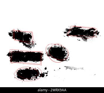 Set abstrakter schwarzer Blots. Schleifrahmen. Handzeichnung. Nicht AI, Vektorillustration Stock Vektor