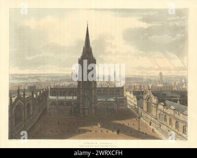 St. Marienkirche aus der Radcliffe-Bibliothek. Ackermann's Oxford University 1814 Stockfoto