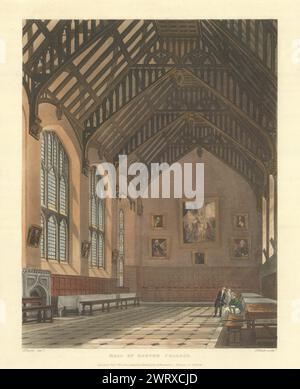 Hall of Exeter College. Ackermann's Oxford University 1814, alter Antikdruck Stockfoto