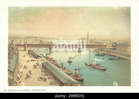 Das Broomielaw, Glasgow, mit Blick nach Osten. Schottland antike Chromolithographie 1891 Stockfoto