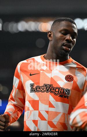 Madrid, Spanien. März 2024. Marcus Thuram vom FC Inter während des UEFA Champions League-Spiels zwischen Inter FC Internazionale und Club Atletico de Madrid am 13. März 2024 im Stadion Civitas Metropolitano in Madrid Credit: Tiziano Ballabio Credit: Independent Photo Agency/Alamy Live News Stockfoto