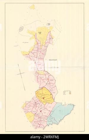 Braddan Parish, Middle Sheading, Isle of man von James Woods 1829 alte Karte Stockfoto