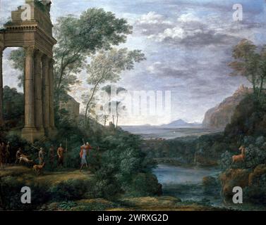 Landscape with Ascanius Shooting the Hirsch of Sylvia (1682), Gemälde von Claude Lorrain Stockfoto