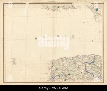 BRISTOL CHANNEL, GOWER & NORTH DEVON KÜSTEN. 1832 Karte von Exmoor & Lundy Island CARY Stockfoto