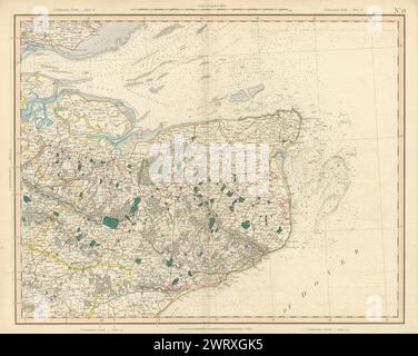 THAMES ESTUARY & EAST KENT. North Downs, Isles of Sheppey & Thanet CARY 1832 Karte Stockfoto