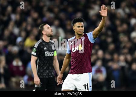 BIRMINGHAM: Ollie Watkins vom Achtelfinale der UEFA Conference League am 14. März 2024 im Villa Park in Birmingham, England, feiert das 1-0. Spiel zwischen Aston Villa und Ajax Amsterdam. ANP OLAF KRAAK Stockfoto